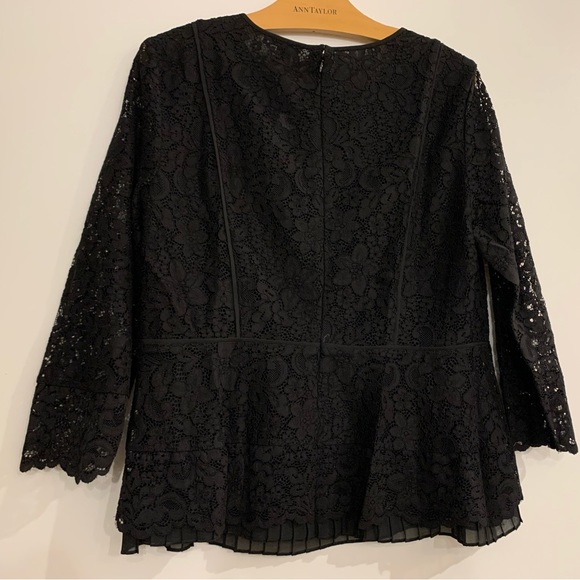 Ann Taylor Flower Lace Peplum Top in Black - Very elegant and flattering!! - Picture 6 of 10